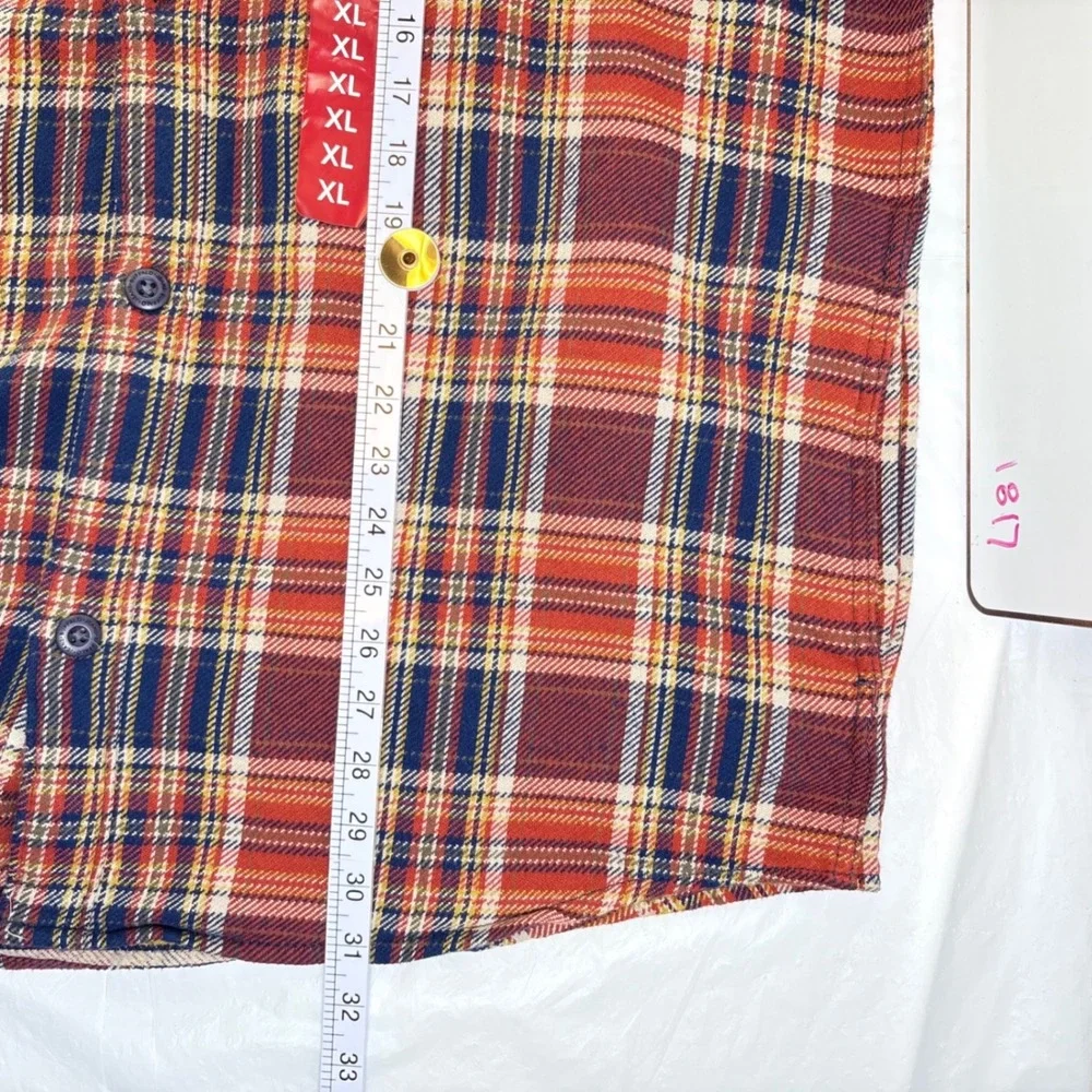 Buffalo David Bitton Scottie Mens XL Red Plaid Cotton Flannel Shirt Jacket NEW